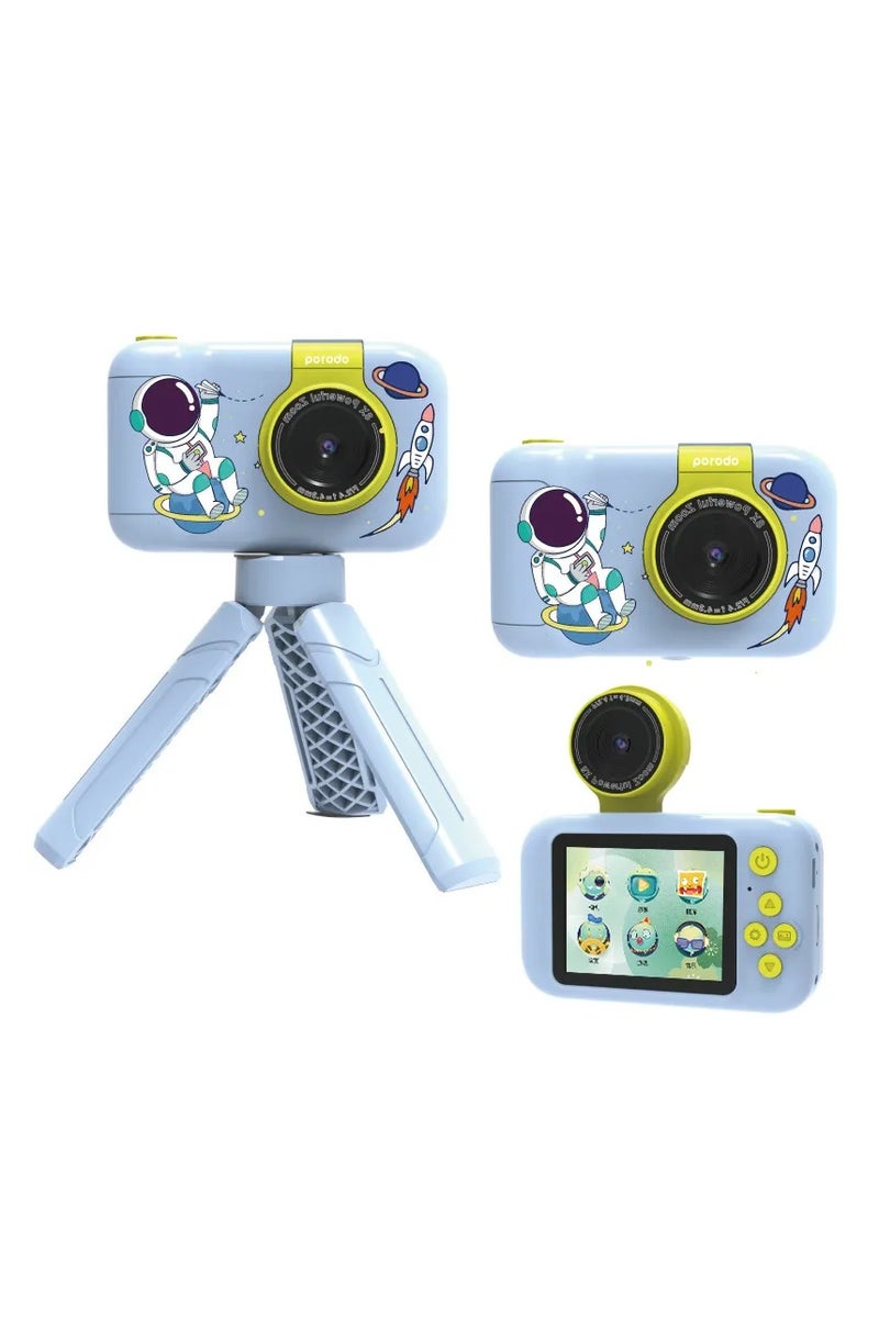 porodo Flip Digital Camera for Kids with Tripod Stand and 2.4" Wide Screen / 4H Battery Life / 48MP Image Resolution / 180° Flip Lens - Blue - Image 3