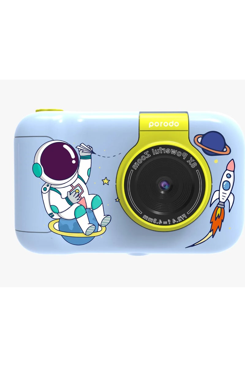 porodo Flip Digital Camera for Kids with Tripod Stand and 2.4" Wide Screen / 4H Battery Life / 48MP Image Resolution / 180° Flip Lens - Blue - Image 2