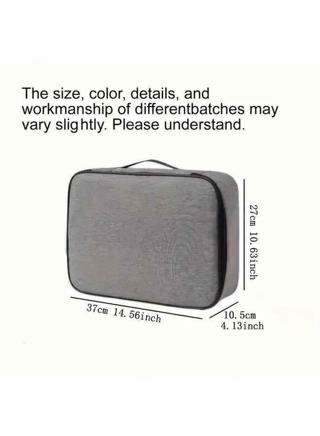 Grey 3 Layer Waterproof File Storage Box With Heavy Duty Zipper For Documents Laptop Office - Image 2