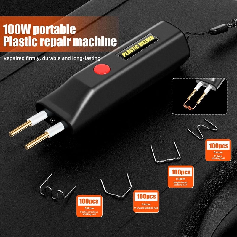 KASTWAVE Cordless Plastic Welder, Portable Plastic Welding Kit With 200Pcs Staples And Pliers, Built-In Led Plastic Welder Gun, Mini Handheld Welding Machine For Plastic Bumpers Repair & Plastic Repairs - Image 3