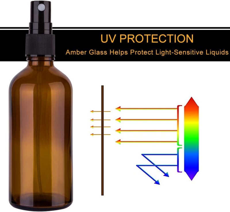 hmaimas Amber Glass Spray Bottles, 4 oz Small Spray Bottles Fine Mist, Set of 4 (Amber) - Image 4
