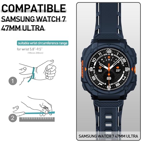 Suoman for Samsung Galaxy Watch 7/8 Ultra 47mm (2024/2025) Case with Band, [No Tempered Glass] Rugged+ All-Round TPE Matte Protective Cover Bumper -Blue - Image 2