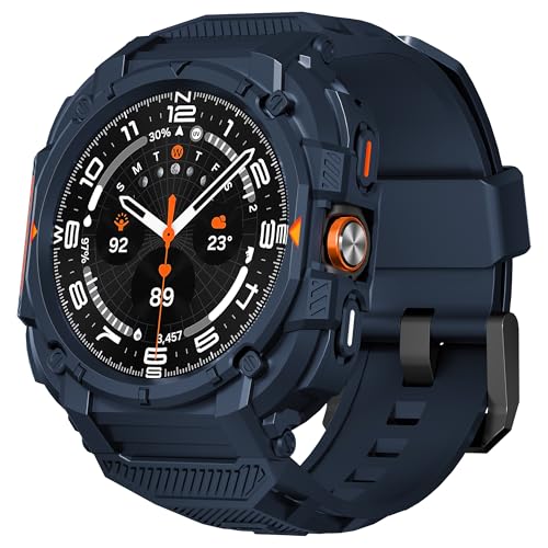 Suoman for Samsung Galaxy Watch 7/8 Ultra 47mm (2024/2025) Case with Band, [No Tempered Glass] Rugged+ All-Round TPE Matte Protective Cover Bumper -Blue - Image 1