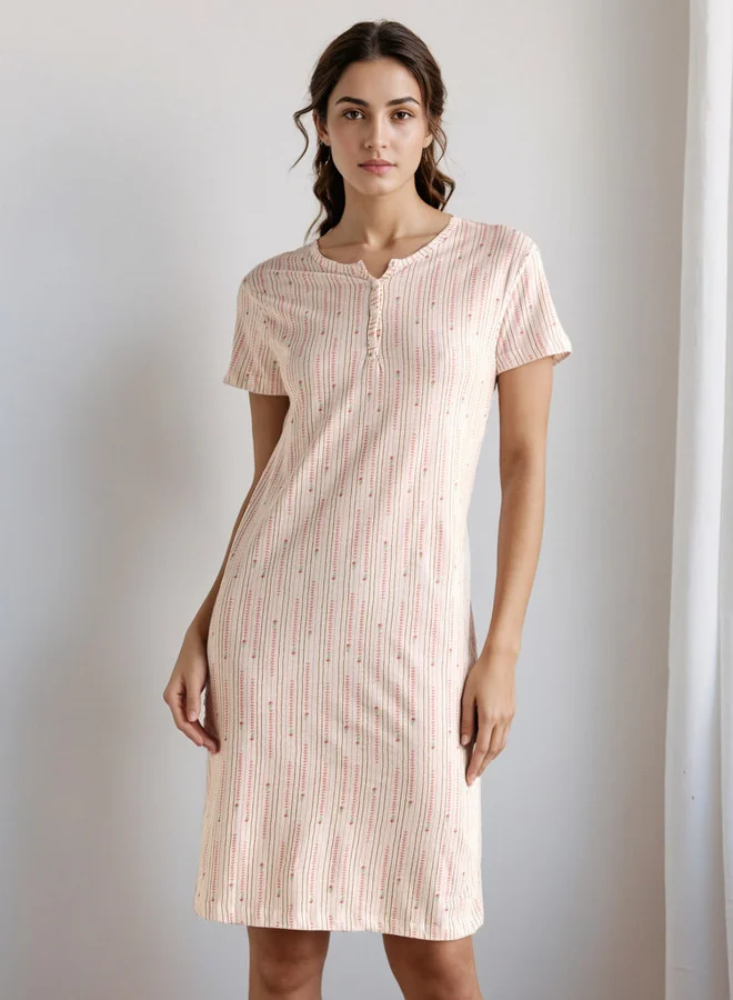 سبلاش فيڤ قميص نوم بطبعة زهور بطول الركبة