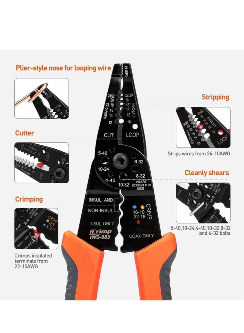Multipurpose Stripper, Crimper, Cutter, 5-in-1 Compact Electricians Pliers Cable Strippers, Home Repair Tool - Image 2