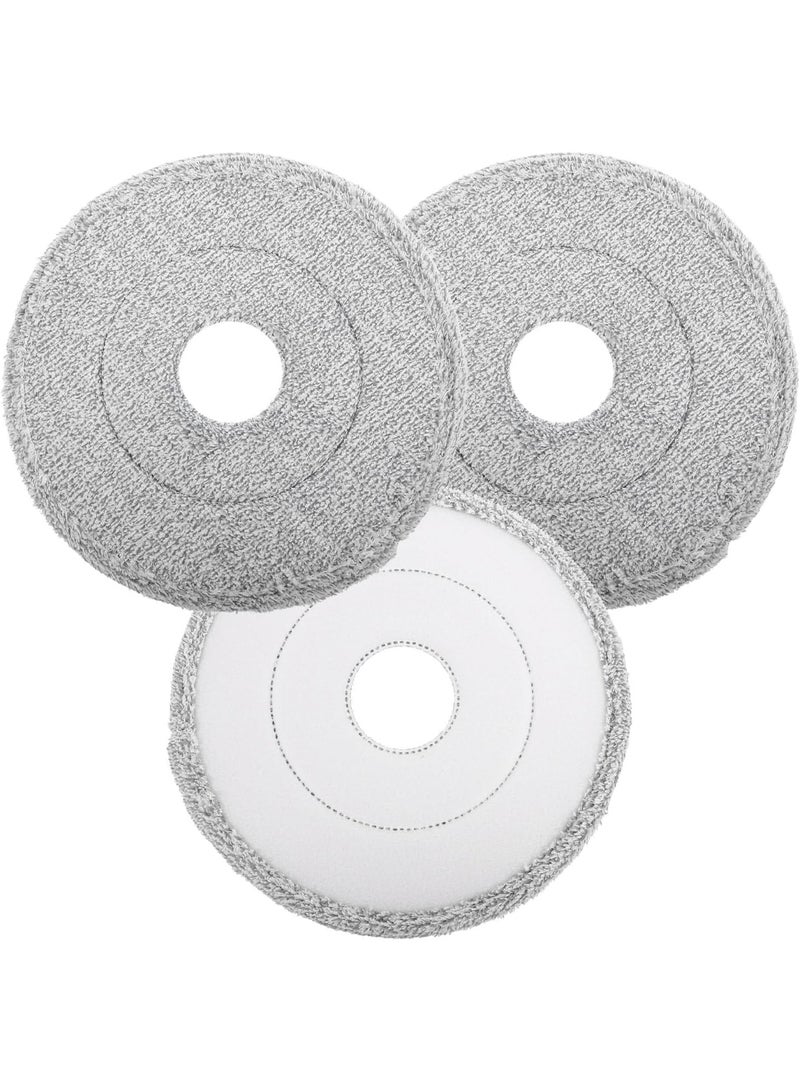 Premium Quality Mop Replacement Heads – Cotton Round Refills for Wet and Dry Cleaning, Machine Washable Mop Pads for Home Floor, Kitchen, and Tile Cleaning (Grey, 9.65 Inch) Pack of 3 - Image 1