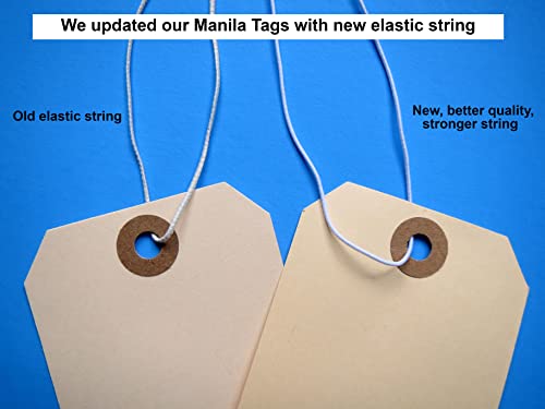 EZDOM Manila Tags With Elastic String - #1, 2 3/4" x 1 3/8", Box of 250 Paper Labels With Reinforced Hole and Attached Loop, 250 Count - Image 2