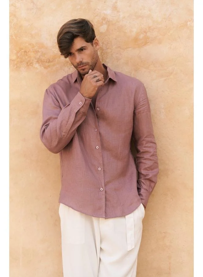 Bohemai  Ottavia Light Burgundy Linen Oversize Men's Shirt. for Men | Best Price UAE