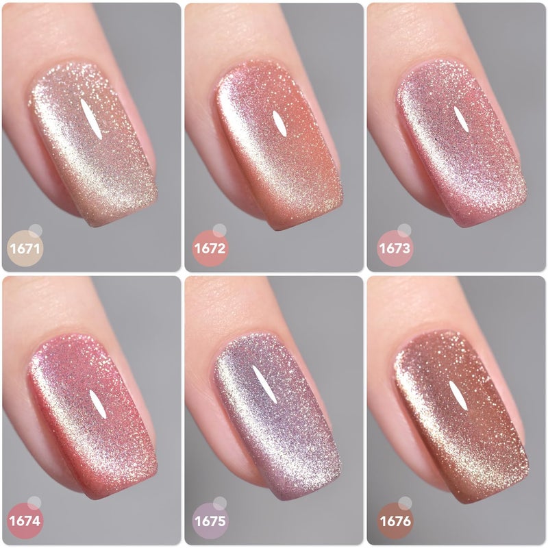 GAOY Pink Ocean Cat Eye Gel Nail Polish Set with Magnet for Holographic Cat Eye, Salon Gel Manicure and Nail Art DIY at Home - Image 2