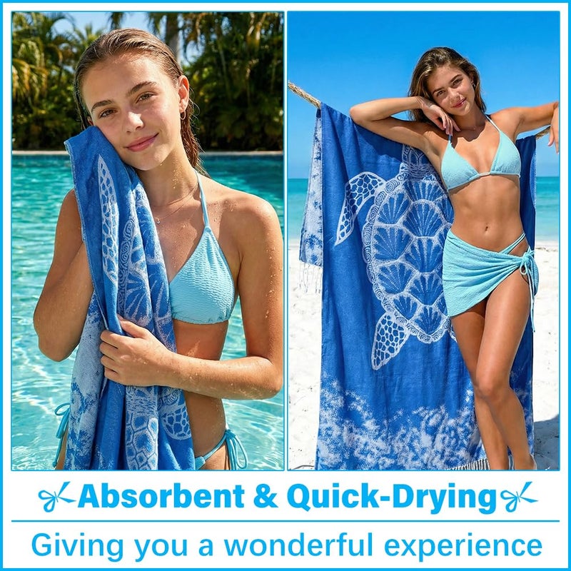 Vikumond Thin Turkish Beach Towel Lightweight Soft Cotton Extra Large XL Oversized Sand Free Sandproof Absorbent Quick Dry Towels Cloud Bath Pool Travel Compact Essentials Accessories for Adult Gifts - Image 5