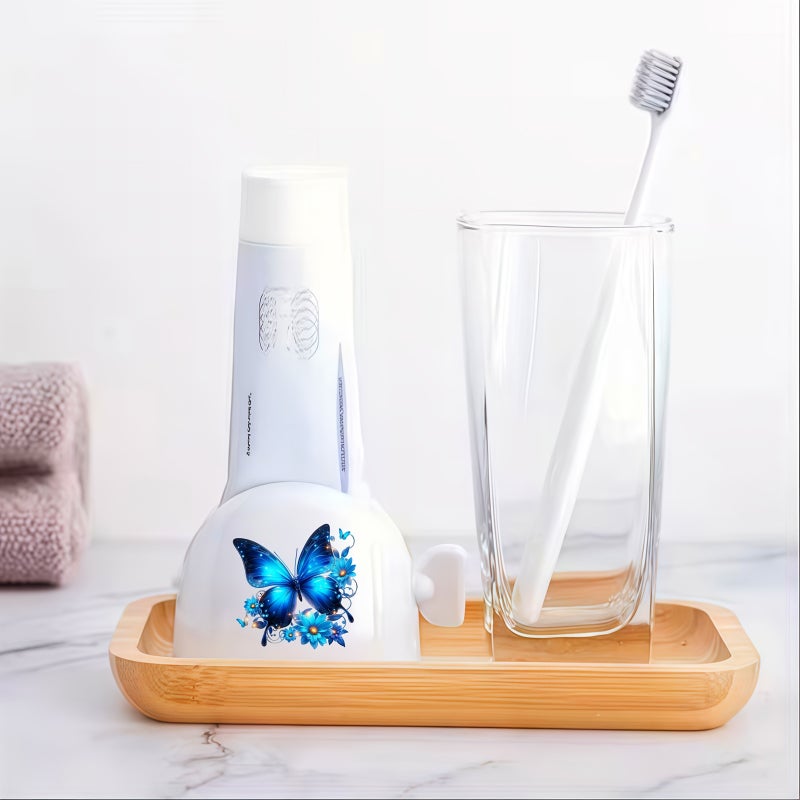Blue Butterfly Manual Toothpaste Dispenser Waste Free Easy Squeeze for Bathroom - Image 5