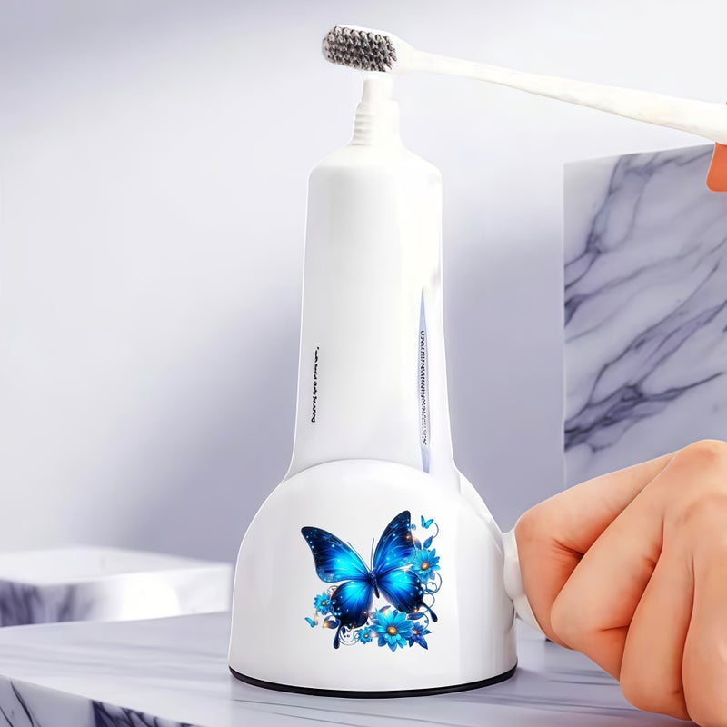 Blue Butterfly Manual Toothpaste Dispenser Waste Free Easy Squeeze for Bathroom - Image 4