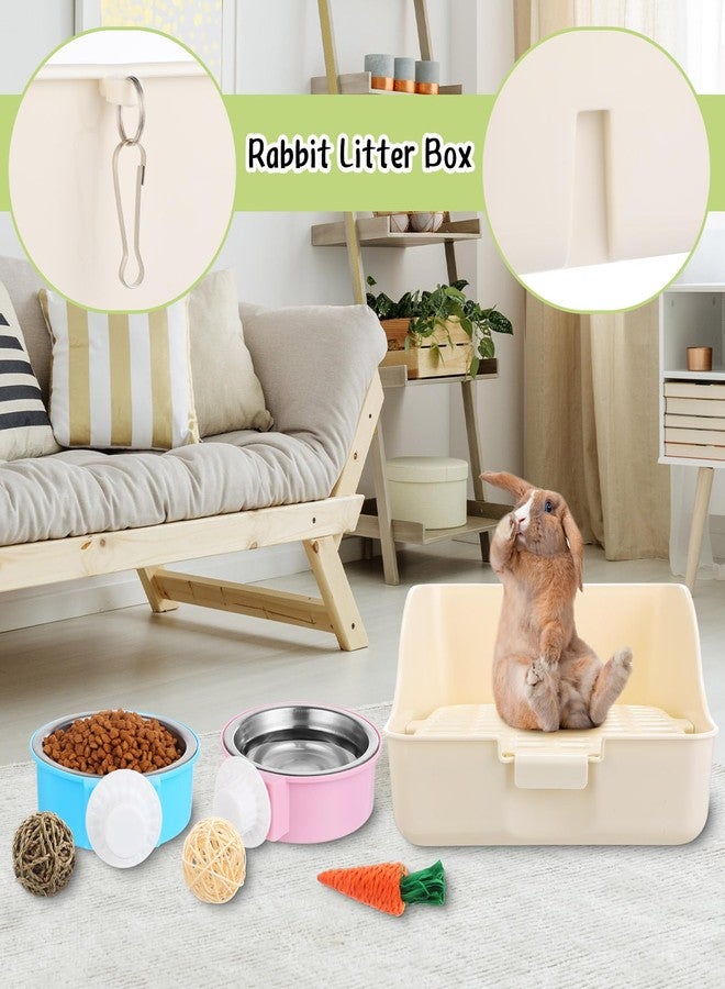 Reallnaive 15 Piece Rabbit Starter Kit Small Rabbit Litter Box Animal Grooming Kit Bunny Toys Bowl Blankets with Cleaning Set for Guinea Pig Ferret Hamster Hedgehog Rabbit Accessories - Image 4