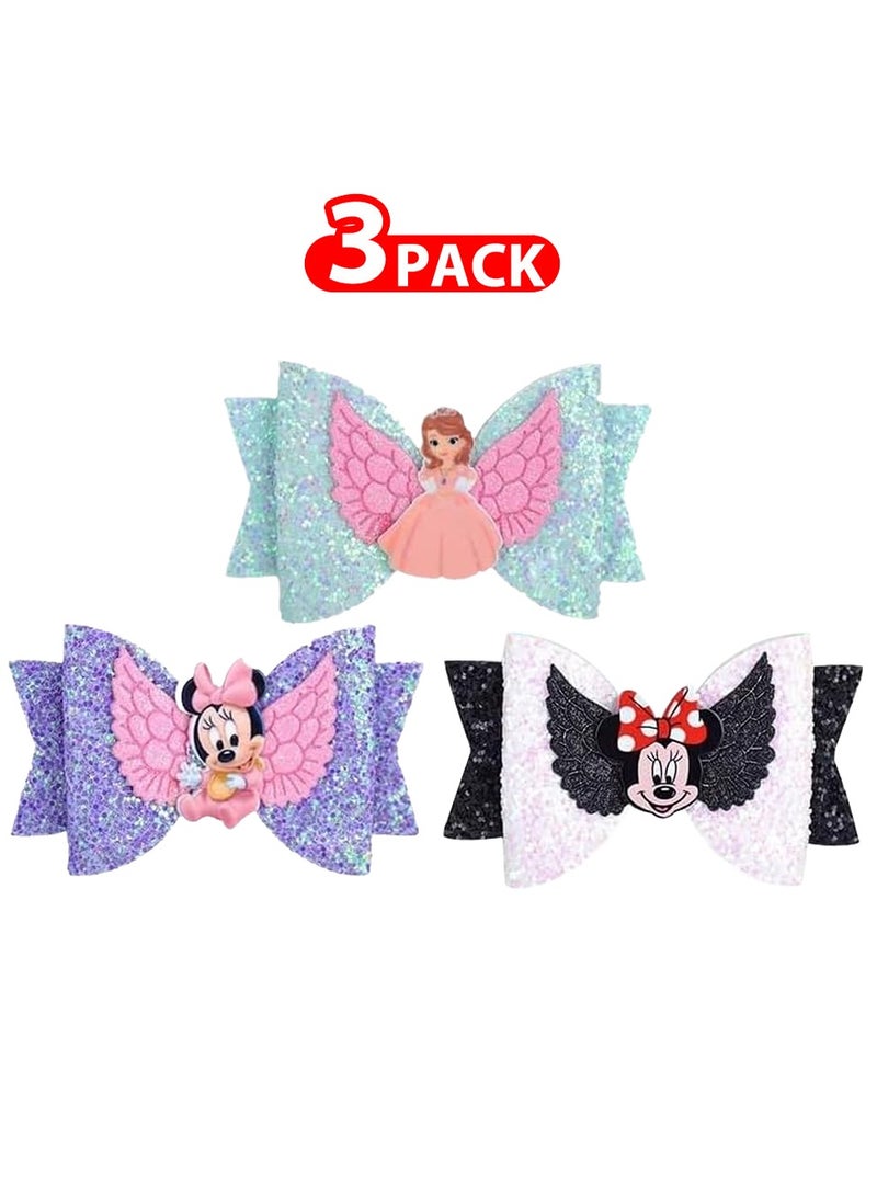 MARGOUN 3 عبوات مشابك شعر أميرة مع أشرطة شعر لامعة مع مشابك تمساح لملحقات الشعر للفتيات الصغيرات والأطفال والرضع بألوان متعددة - Image 1