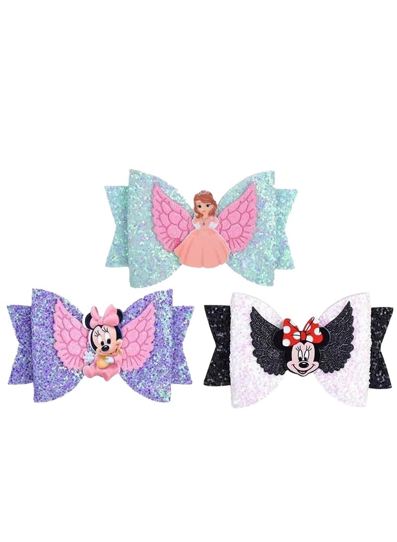 MARGOUN 3 عبوات مشابك شعر أميرة مع أشرطة شعر لامعة مع مشابك تمساح لملحقات الشعر للفتيات الصغيرات والأطفال والرضع بألوان متعددة - Image 2