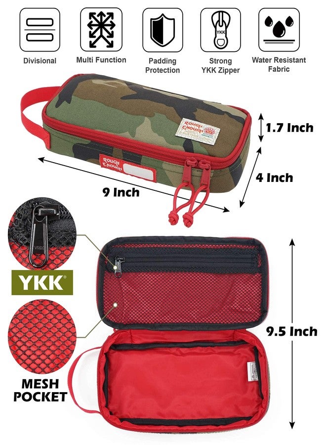 RE ROUGH ENOUGH Rough Enough Large Pencil Case Box for Boys Kids Adults Small Tool Bag Pouch for Men Tactical Gear Art Supply Organizer in Camo Cordura - Image 3