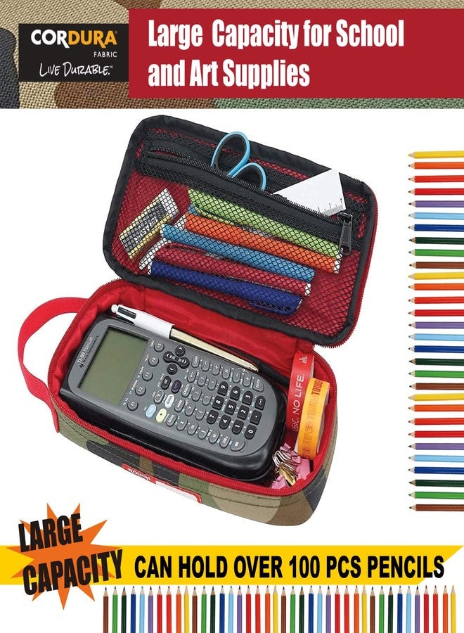 RE ROUGH ENOUGH Rough Enough Large Pencil Case Box for Boys Kids Adults Small Tool Bag Pouch for Men Tactical Gear Art Supply Organizer in Camo Cordura - Image 2