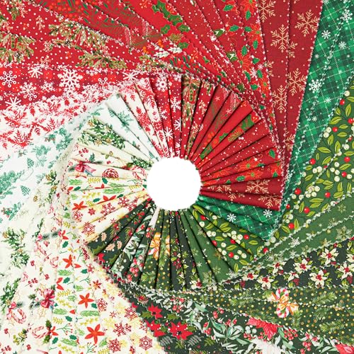 Craftido-18 Options-100% Cotton Jelly Roll Fabric Precut Strips for Quilting, Crafting, and Sewing, 40 Strips 2.5" x 44" Assorted Bundles for Rugs, Quilts, DIY Crafts and Home Decor-Winter Christmas - Image 2