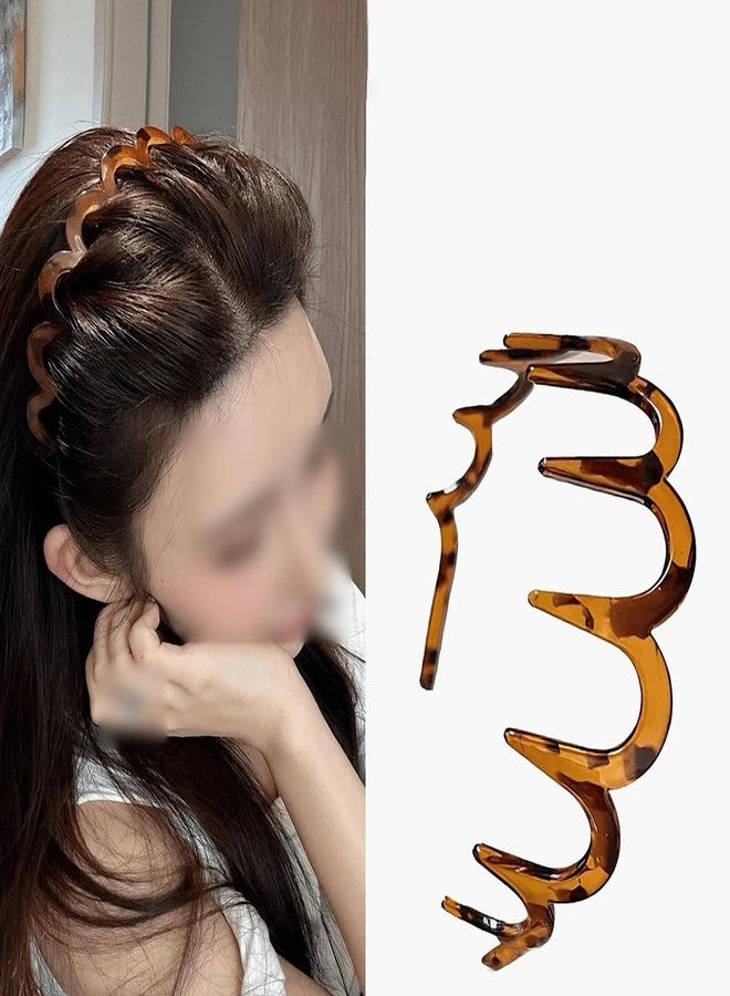 ccHuDE 4 Pcs Plastic Zig Zag Headbands Non Slip Black Comb Hairbands Sharks Tooth Hair Hoop U Shaped Hairband Classic Wavy Head Band with Teeth for Women Girls B - Image 3