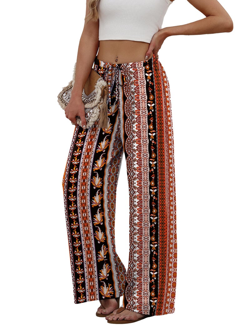 Sampeel Palazzo Pants for Women Western Outfits Spring Vacation Boho Clothing Chic Winter Lightweight Dress Pants Cute Summer Clothes Loose Fit Casual XL - Image 4