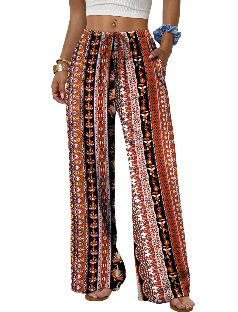 Sampeel Palazzo Pants for Women Western Outfits Spring Vacation Boho Clothing Chic Winter Lightweight Dress Pants Cute Summer Clothes Loose Fit Casual XL - Image 1