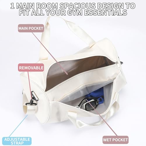 W WINTMING Small Gym Bag for Women Small Duffle Bag with Wet Compartment Sport Bags Gym Tote Bag for Workout Yoga Swimming Dance (Gray(wet pocket)) - Image 3