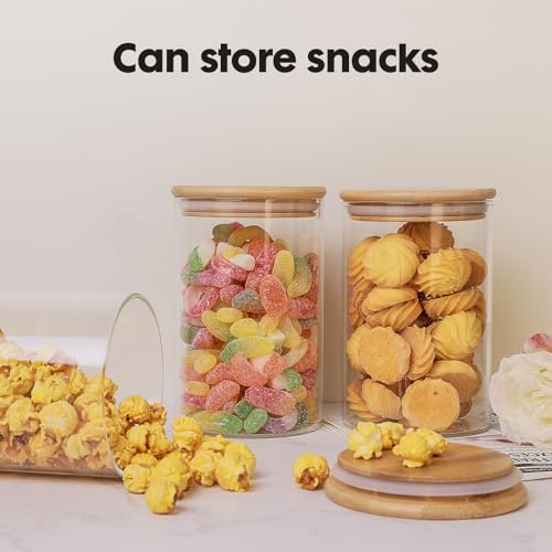 YUNCANG Glass Food Storage Jars 37oz [Set of 6],Clear Glass Food Storage Containers with Airtight Bamboo Lid Stackable Kitchen Canisters for Candy,Cookie,Rice,Sugar,Flour,Pasta - Image 4
