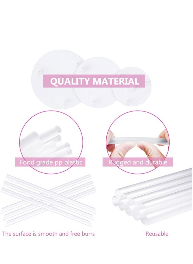 Multi-Layer Cake Supports Set with 9 Pieces Cake Dowels Rods for Tiered Cake, 3 Tier Cake Separator Plates Cake Stand Holder for Wedding Cake Construction and Stacking - Image 5
