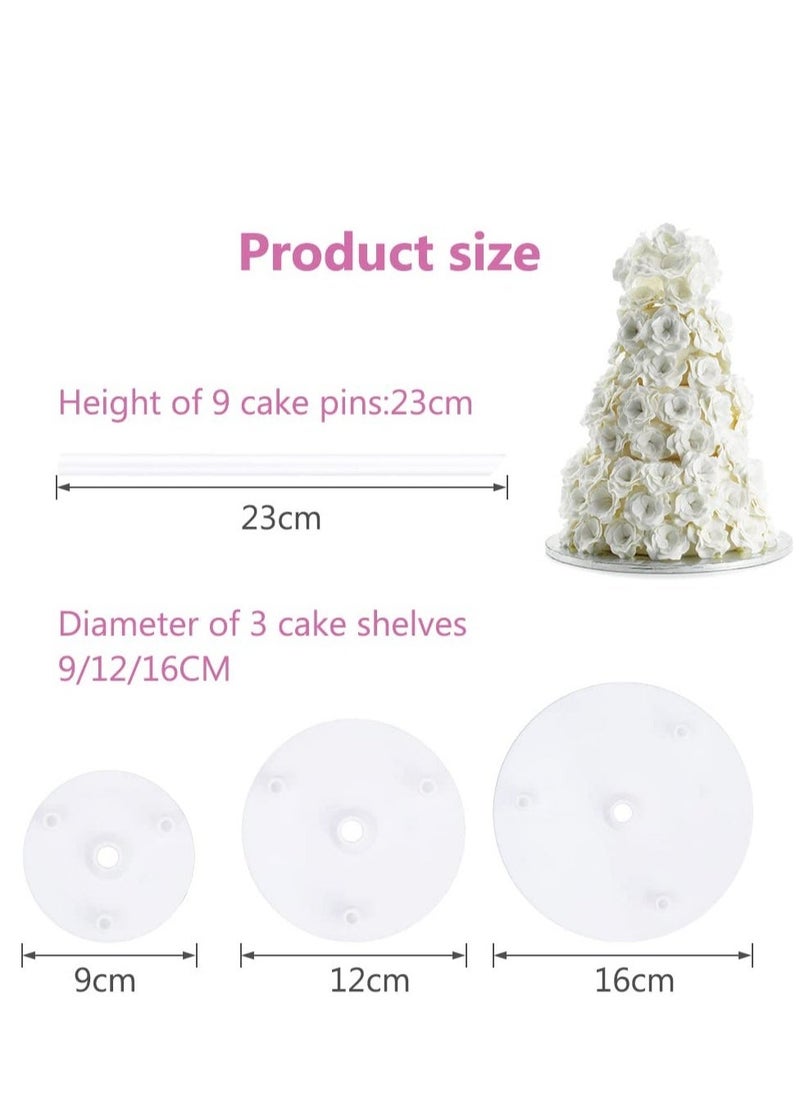 Multi-Layer Cake Supports Set with 9 Pieces Cake Dowels Rods for Tiered Cake, 3 Tier Cake Separator Plates Cake Stand Holder for Wedding Cake Construction and Stacking - Image 2