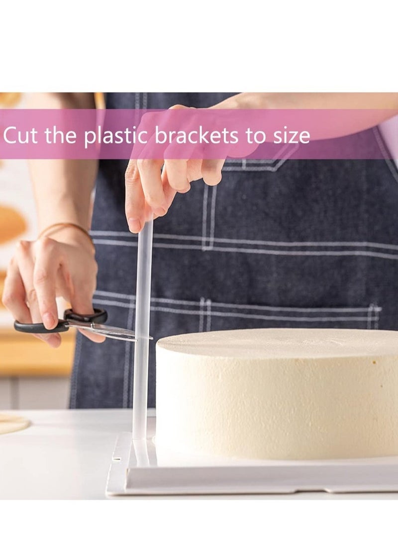 Multi-Layer Cake Supports Set with 9 Pieces Cake Dowels Rods for Tiered Cake, 3 Tier Cake Separator Plates Cake Stand Holder for Wedding Cake Construction and Stacking - Image 4