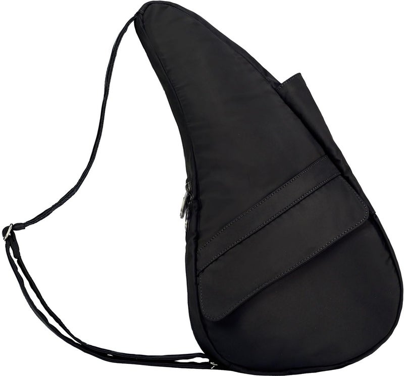 AmeriBag 15" Microfiber Ergonomic Crossbody Sling Healthy Back Bag for Everyday Use, Travel & Walking Comfort (Black) - Image 2