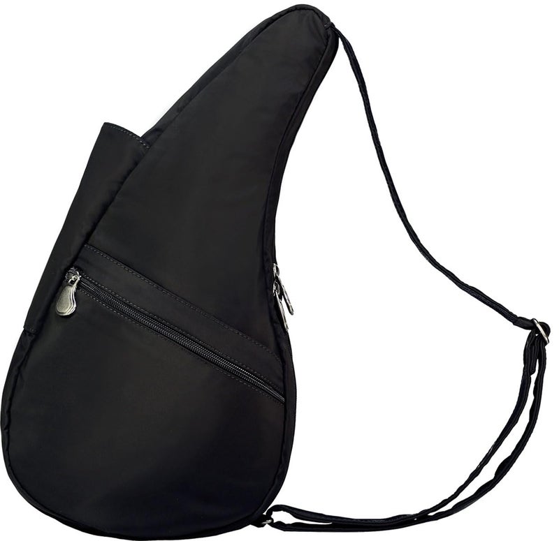 AmeriBag 15" Microfiber Ergonomic Crossbody Sling Healthy Back Bag for Everyday Use, Travel & Walking Comfort (Black) - Image 4