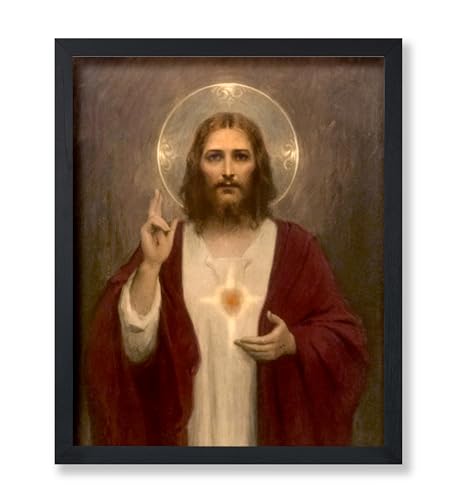 Poster Master Vintage Sacred Heart of Jesus Poster - Retro Jesus Christ Print - Christian Wall Art - Gift for Men & Women - Religious Decor for Living Room, Chapel or Church - 8x10 UNFRAMED Wall Art - Image 1