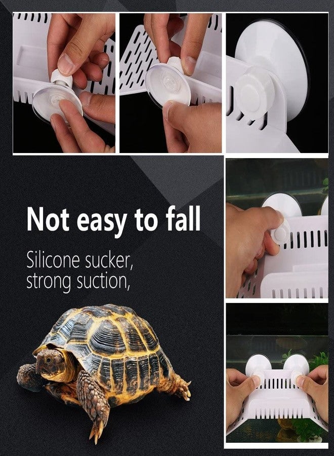 TRADESK Anky Turtle Plastic Ladder Bridge Shape Platform Bask | Aquarium Tank Reptile Turtle Climbing Basking Terrace Floating Platform Dock with Food Plate - (White) - Image 5