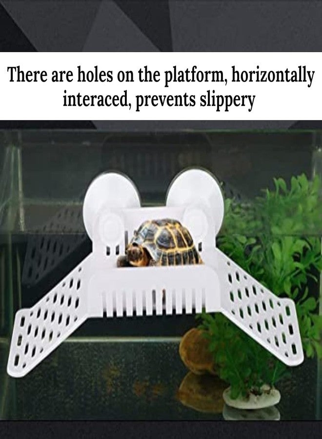 TRADESK Anky Turtle Plastic Ladder Bridge Shape Platform Bask | Aquarium Tank Reptile Turtle Climbing Basking Terrace Floating Platform Dock with Food Plate - (White) - Image 4