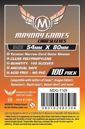 Mayday Games Yucatan Narrow Card Game Sleeves 54 X 80 MM (100 pack) for Settlers of Catan - Image 3