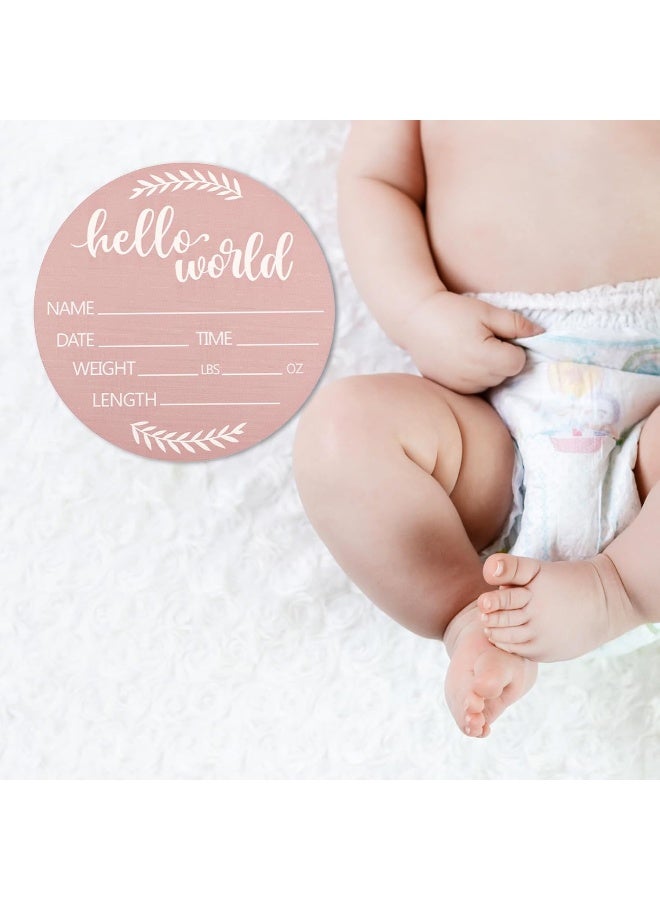 Jeffdad Wooden Baby Name Announcement Sign, 7.08" Birth Announcement Sign Hello World Newborn Photo Prop for Babies for Baby Shower Party Gift Keepsakes (Pink) - Image 5