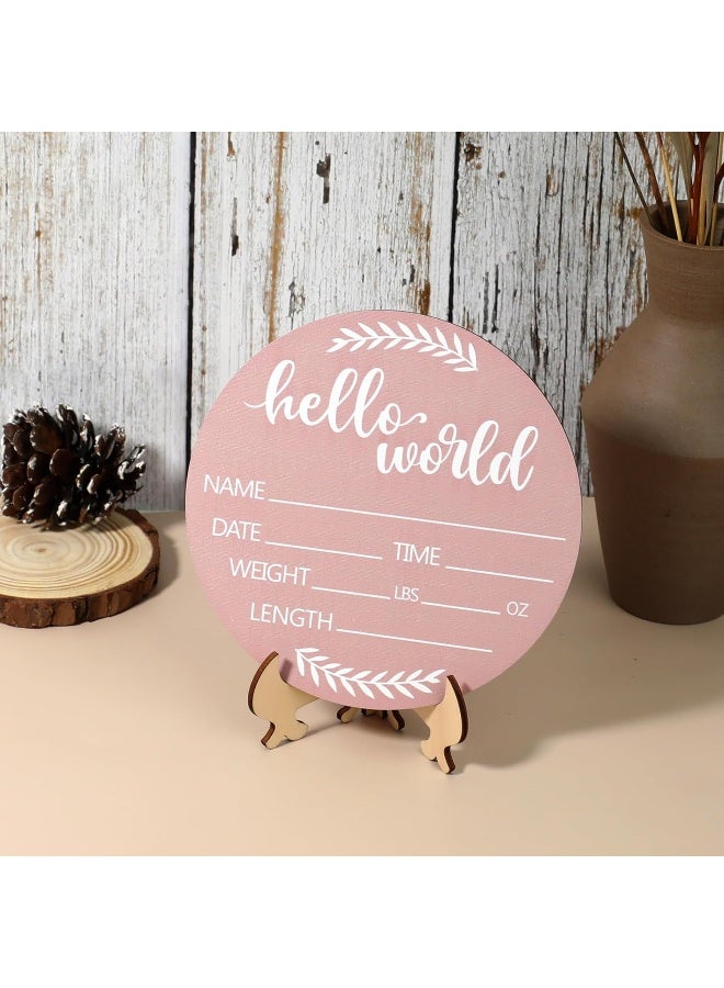 Jeffdad Wooden Baby Name Announcement Sign, 7.08" Birth Announcement Sign Hello World Newborn Photo Prop for Babies for Baby Shower Party Gift Keepsakes (Pink) - Image 3