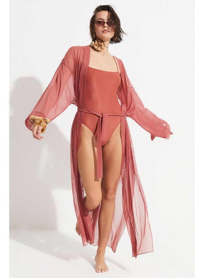 JUNE Waist Tie Kimono Rose - Image 1