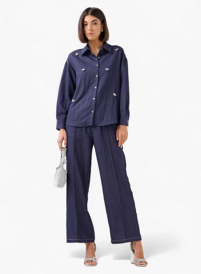 سبلاش فيڤ قميص مزخرف بأكمام طويلة