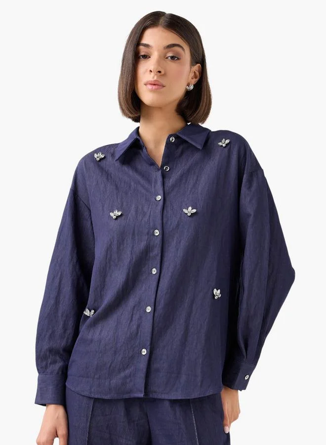 سبلاش فيڤ قميص مزخرف بأكمام طويلة