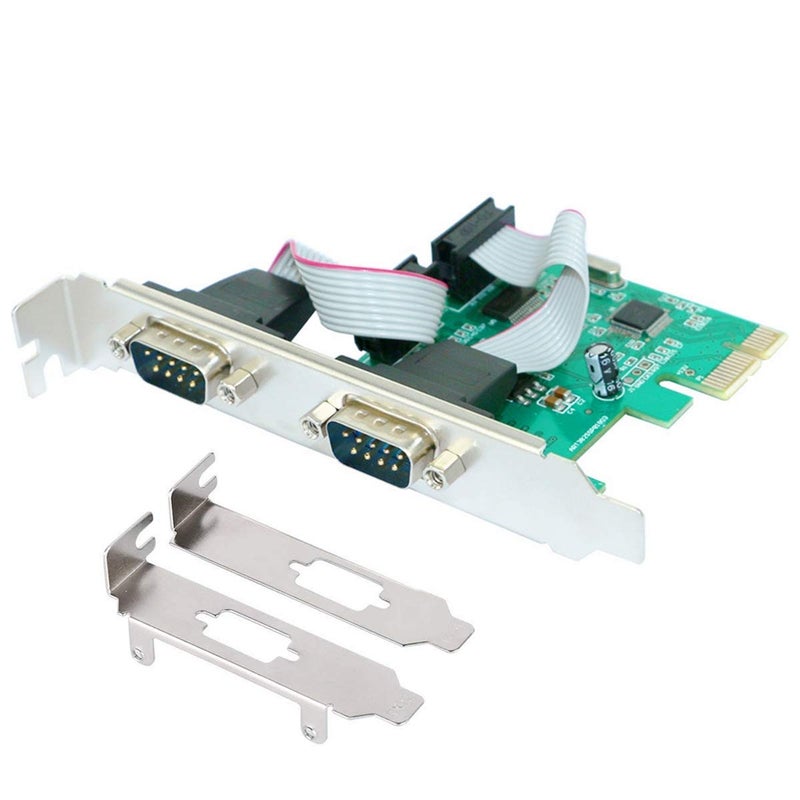 foxaa ELIATER PCIE 2 Port Serial Expansion Card PCI Express to Industrial DB9 RS232 COM Port Adapter WCH382 Chip for Desktop PC with Low Bracket - Image 1
