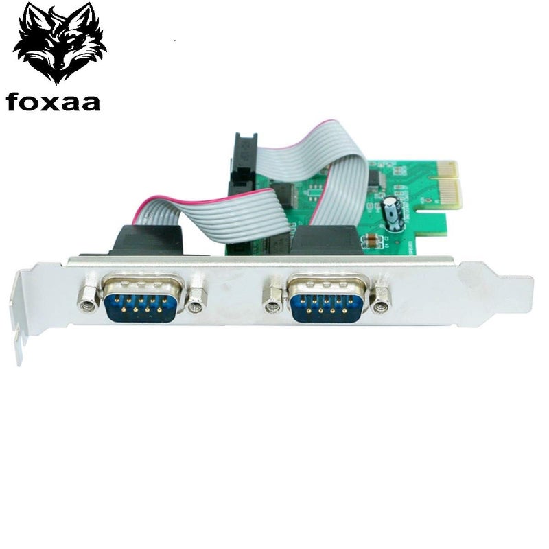foxaa ELIATER PCIE 2 Port Serial Expansion Card PCI Express to Industrial DB9 RS232 COM Port Adapter WCH382 Chip for Desktop PC with Low Bracket - Image 2