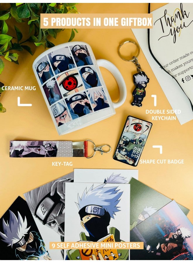 SINCE 7 STORE SINCE 7 STORE Kakashi Gift Box Includes 5 Products: Mug, Keychain, Key-tag, 9 Mini Posters, and Shape Cut Badge - The Ultimate Kakashi Hatake Fan Collection 350ML Ceramic Mug - Image 3