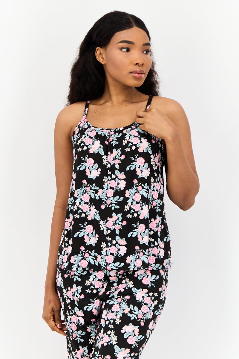 Kensie Women 2 Pieces Floral Print Pajama Set, Multicolor - Image 3