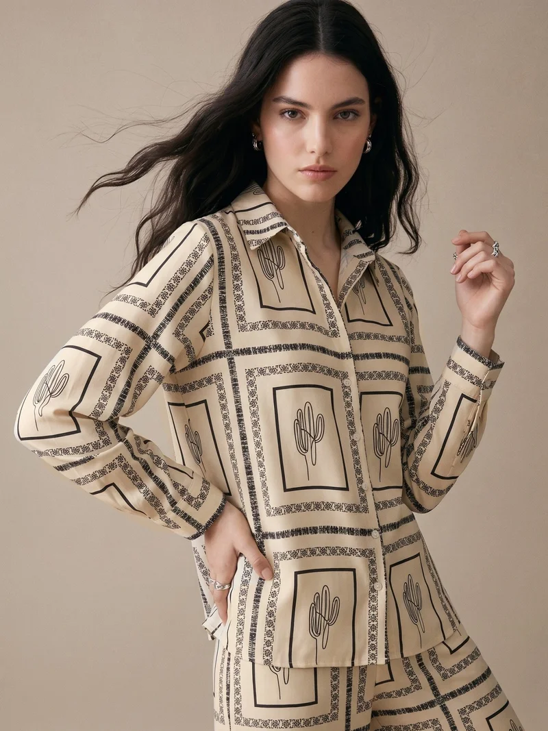 أوجيدر Off White Printed Casual Co-Ord Set