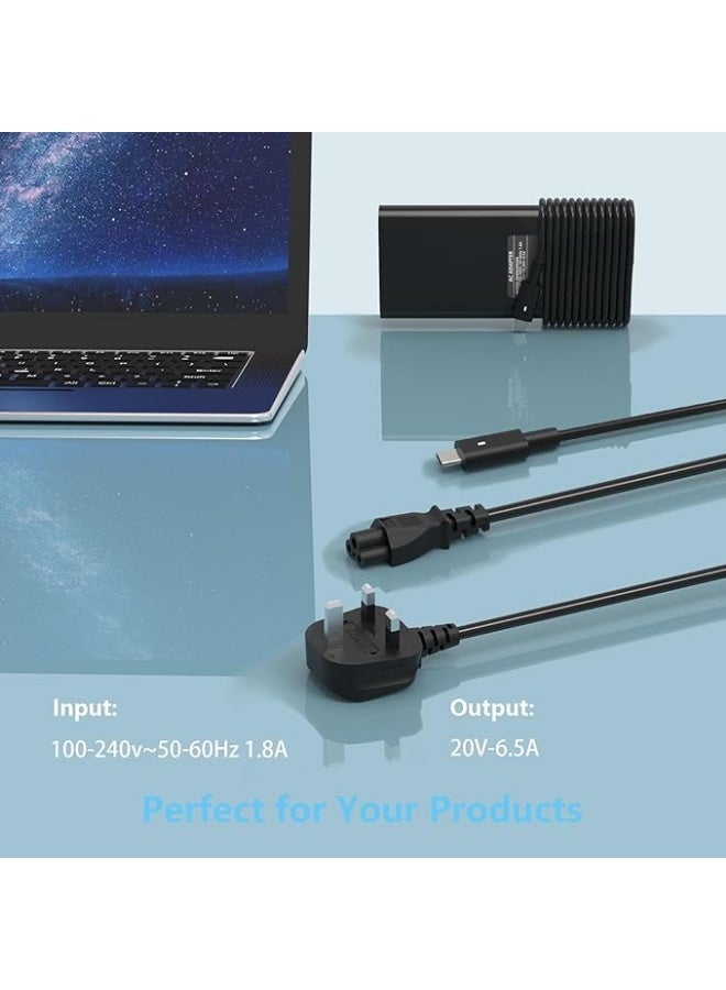 Terabyte 130W USB C Laptop Charger Compatible with Dell XPS 15 17 9520 9575 9500 9700 Dell Precision 5530 2in1 5570 5550 5750 5760 5530 Latitude 7210 7310 7410 9410 9510 5420 Type C AC Adapter Power - Image 5