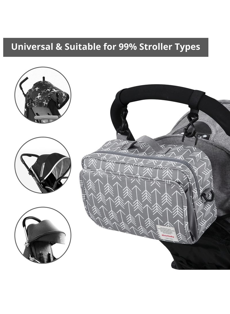 SYOSI Universal Stroller Caddy Accessories All-in-One Baby Organizer with Insulated Pocket Capacity for Diapers Toys Snacks - Image 2