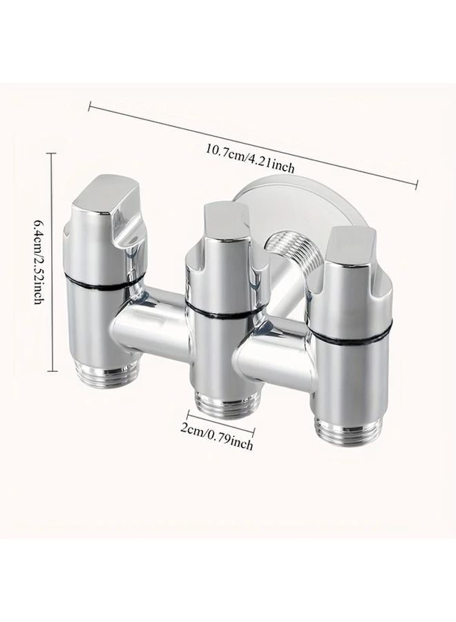 Wall Mounted 3 Way Diversion Valve 304 Stainless Steel Silvery 1 Inlet 3 Outlets - Image 4