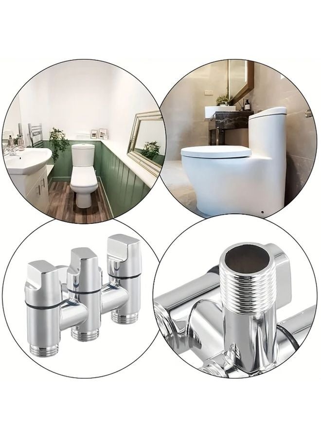 Wall Mounted 3 Way Diversion Valve 304 Stainless Steel Silvery 1 Inlet 3 Outlets - Image 3